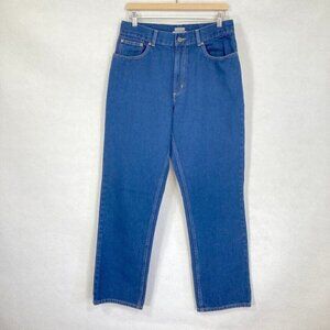NWOT L.L. Bean Original Fit High Rise Straight Leg Mom Jeans Dark Wash Size 12